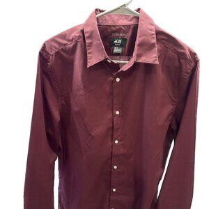 Men's H&M Maroon Slim Fit Easy Iron Shirt (Size M)